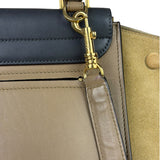 Celine Tri-Color Beige Leather/Suede Trapeze Medium Two-Way Bag