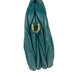 Miu Miu Dark Green Nappa Leather Wander Matelasse Micro Hobo Bag