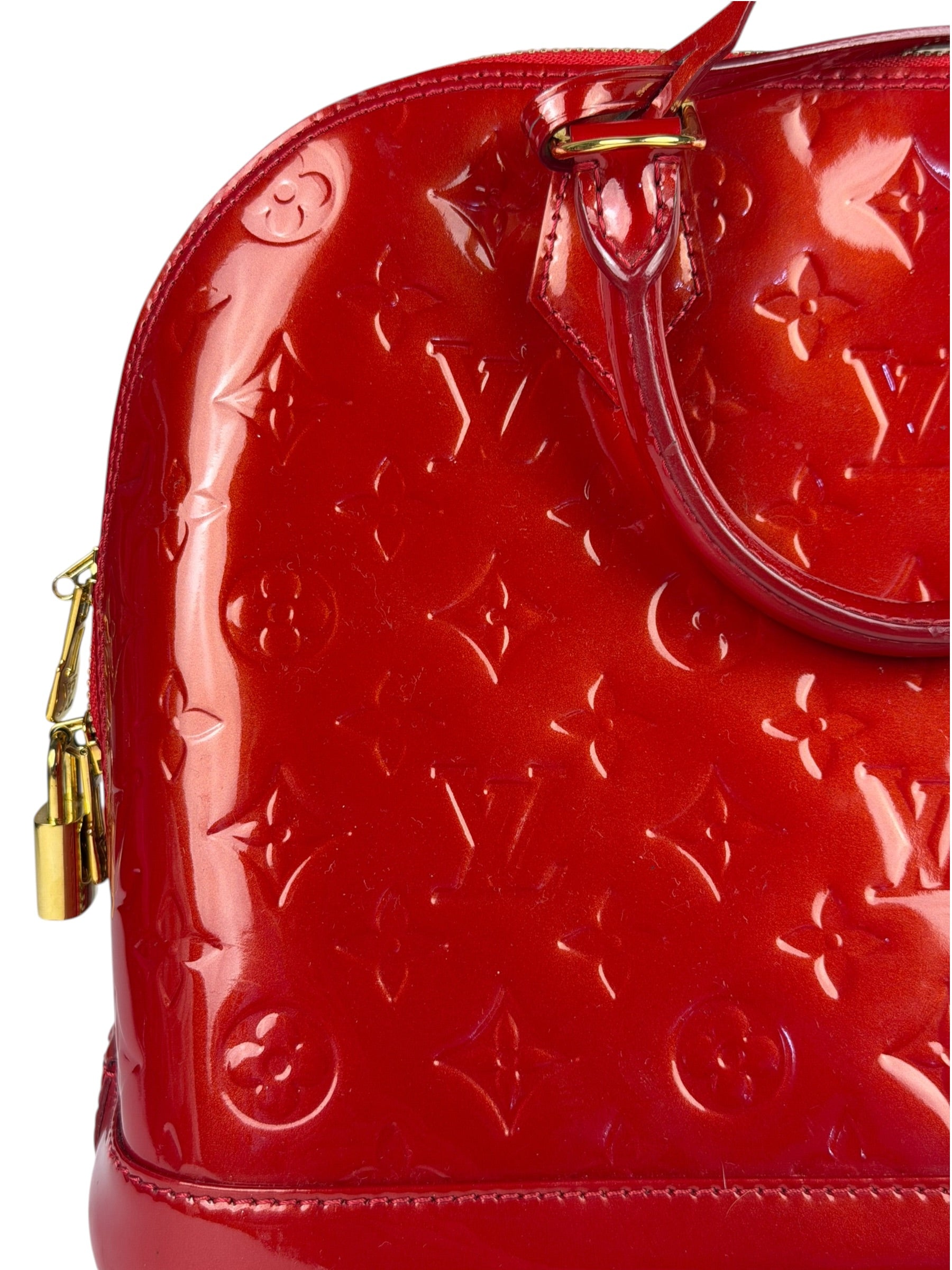 Louis Vuitton Red Vernis Alma MM Handbag