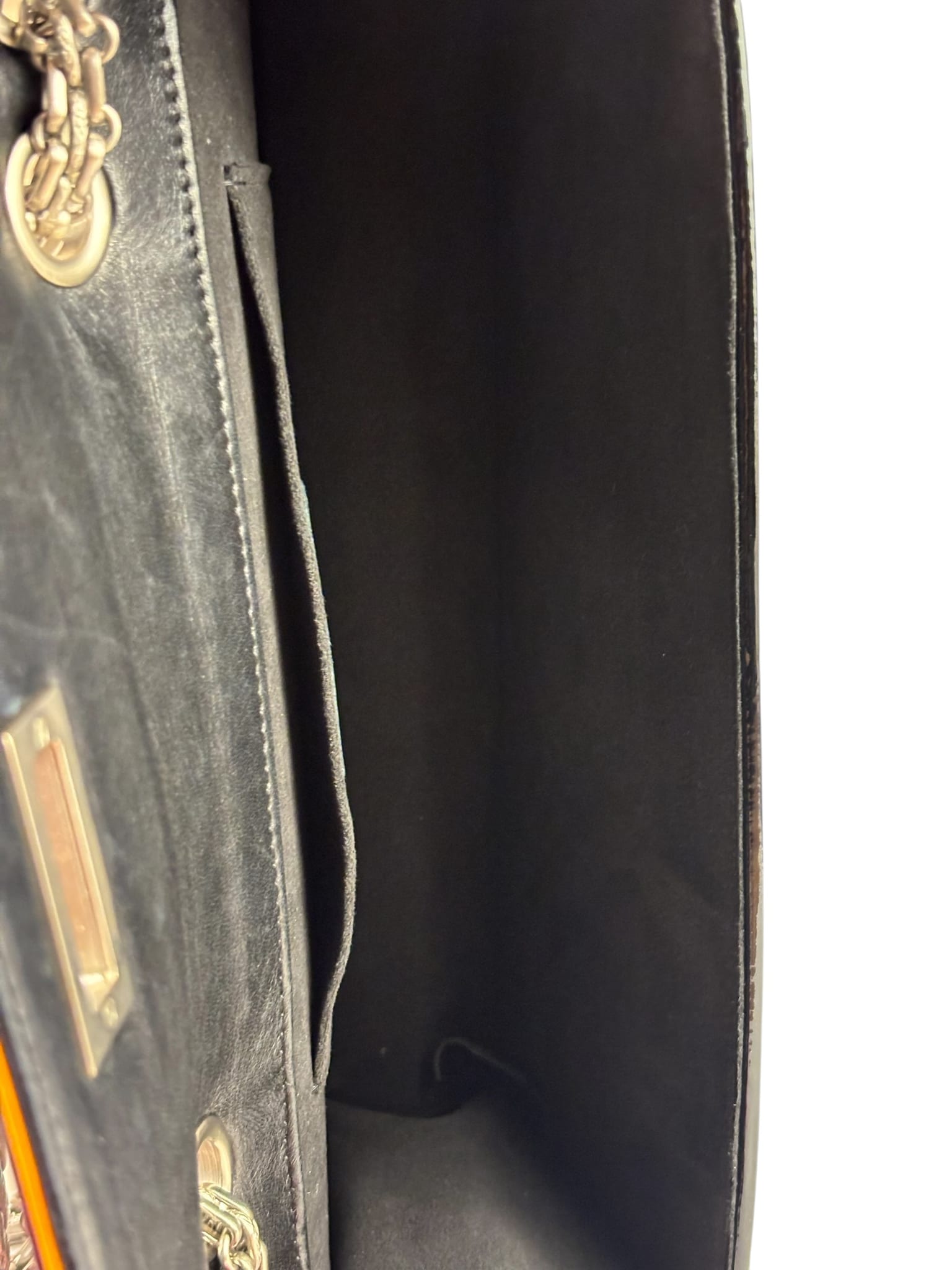 Chanel Black Patent Orange Trim 2.55 Flap 2009