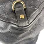 Gucci Black Leather GG Supreme D-Ring Abbey Tote