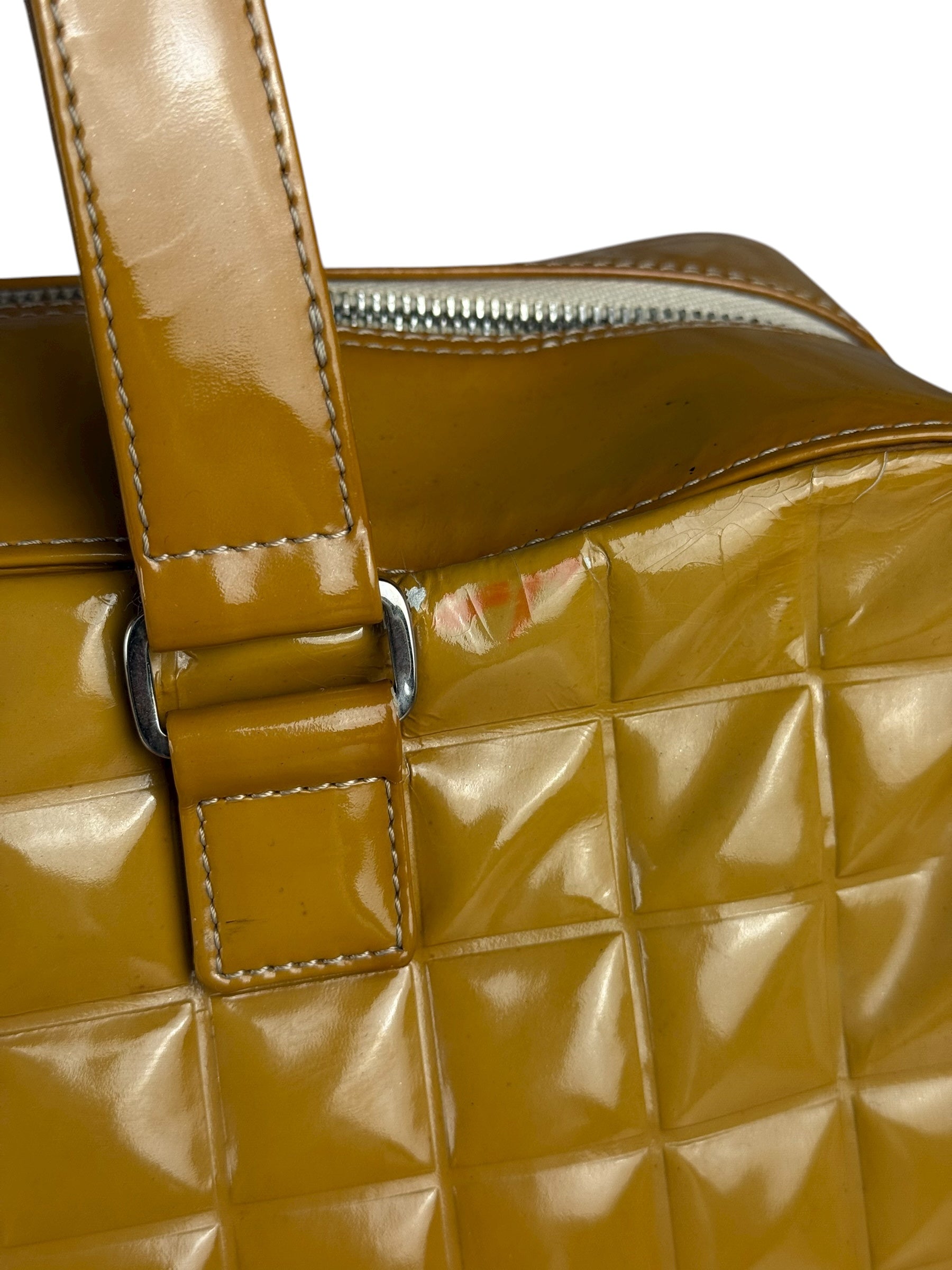 Chanel Vintage Patent Chocolate Bar Bowler Bag