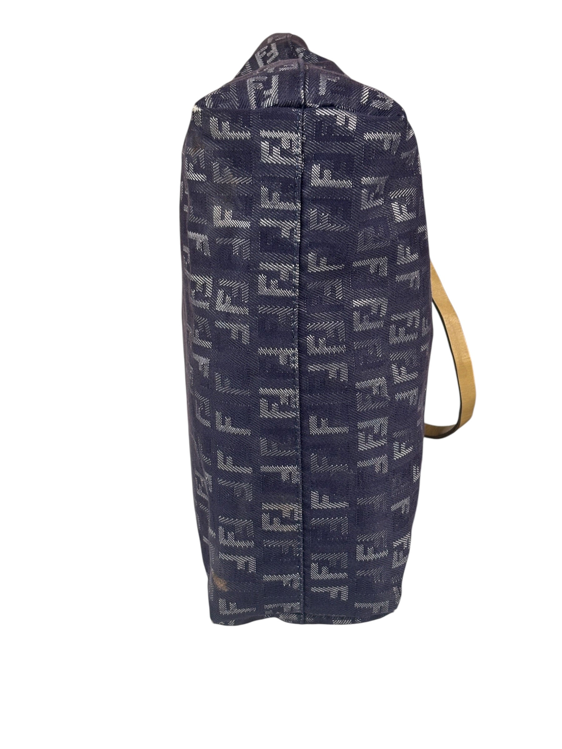 Fendi Purple Denim Roll Zucchino Tote