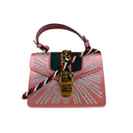 Gucci Sylvie Pink Mini Satin Embellished 2Way Handbag