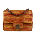 Chanel Mini Square Classic Striped Patent Single Flap Bag 2013