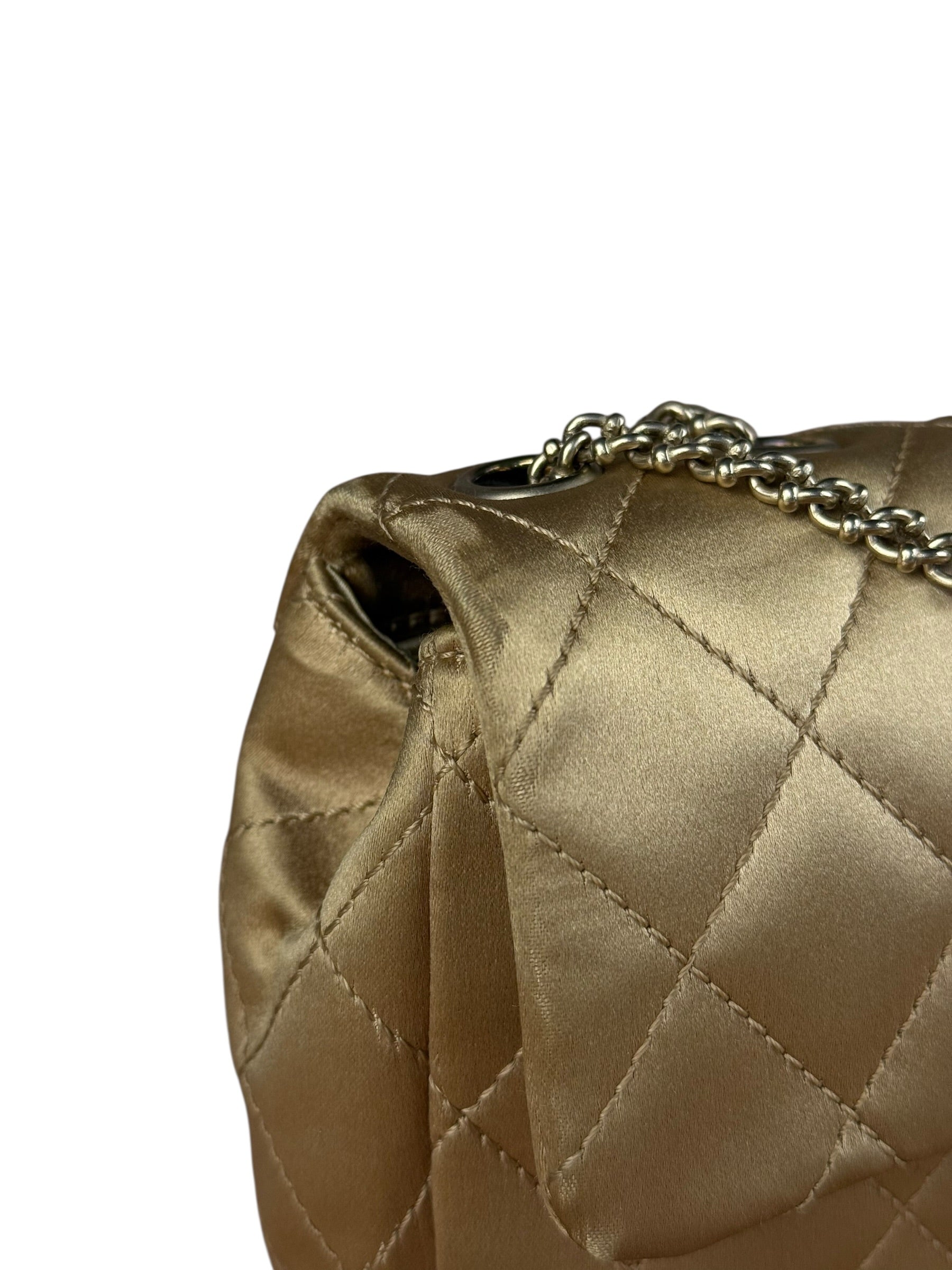 Chanel CC Limited Edition Gold Satin Quilted Flap Bag 2008
