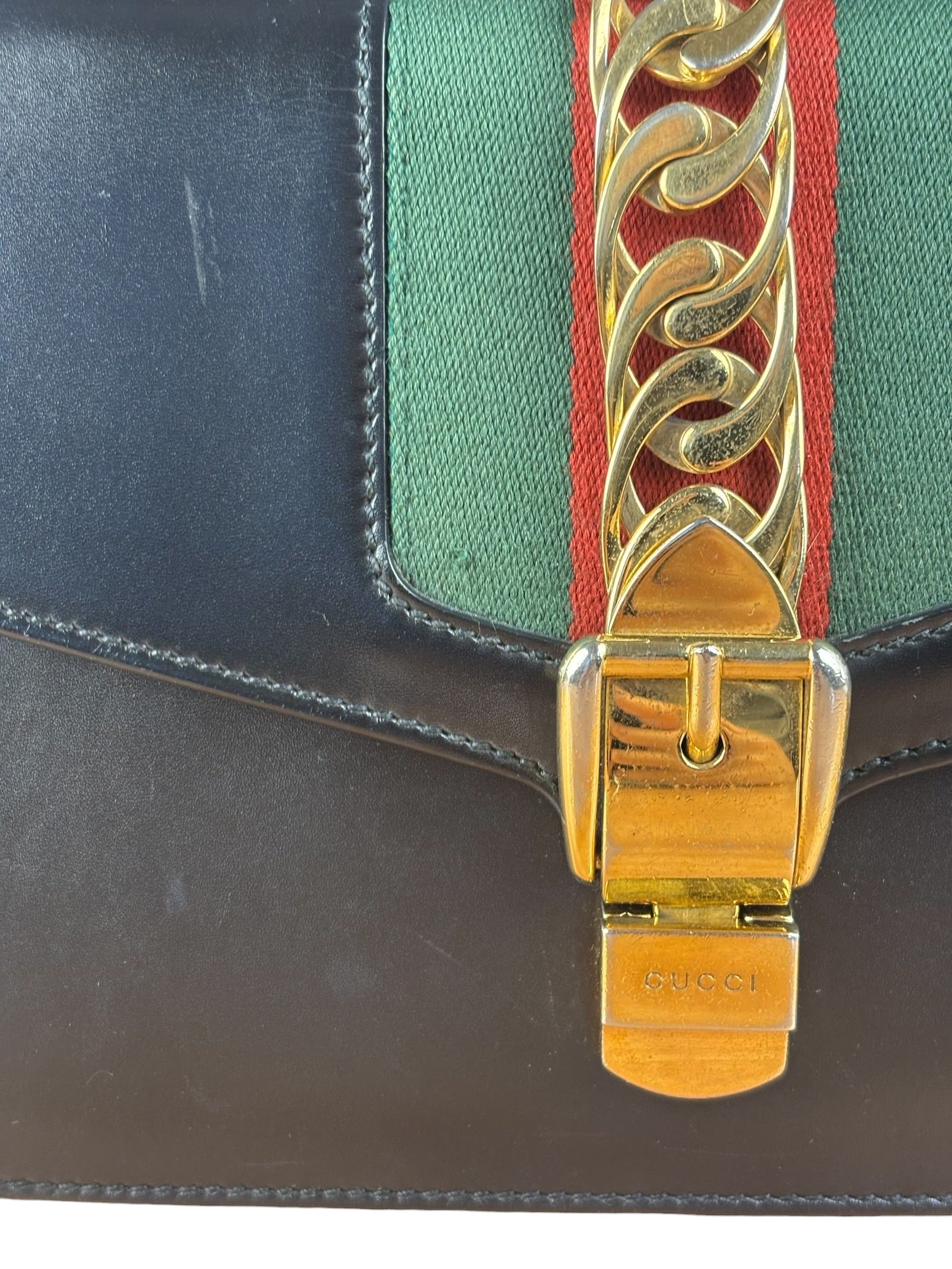 Gucci Black Leather Small Sylvie Shoulder Bag