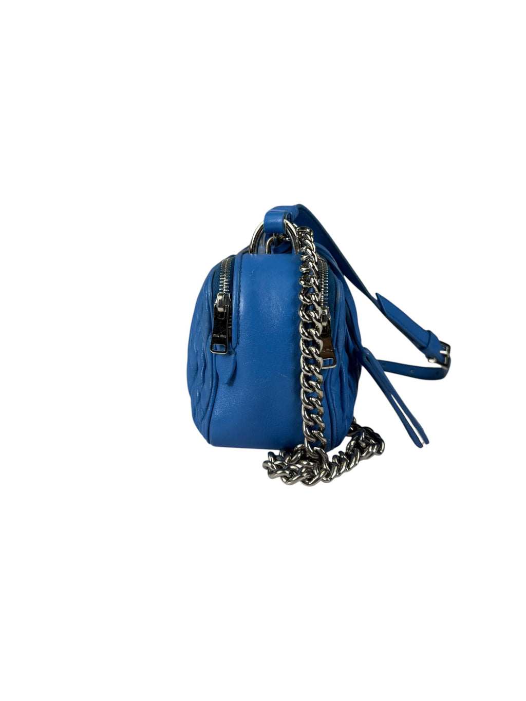 Miu Miu Blue Matelassè Leather Crossbody Bag