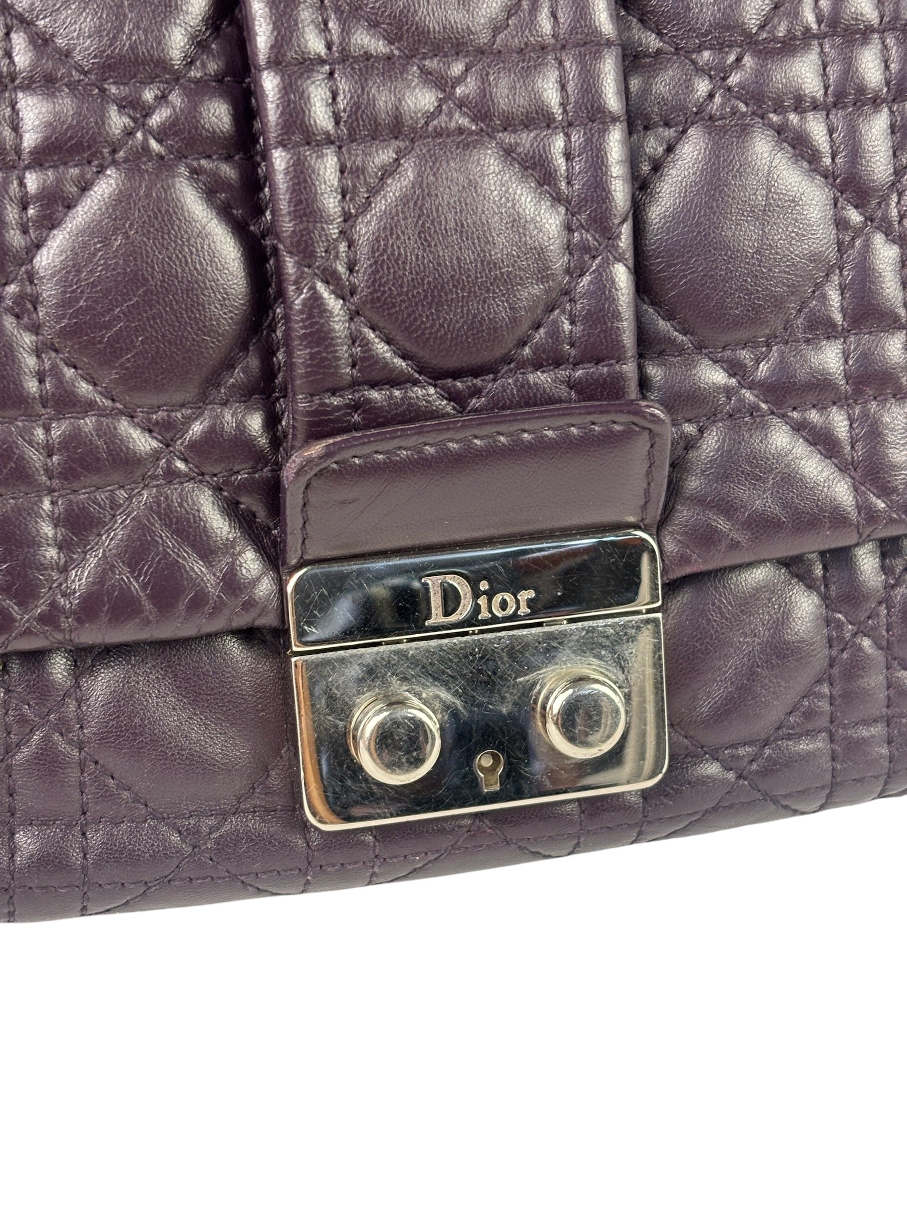 Christian Dior Purple Quilted Leather Flap Bag