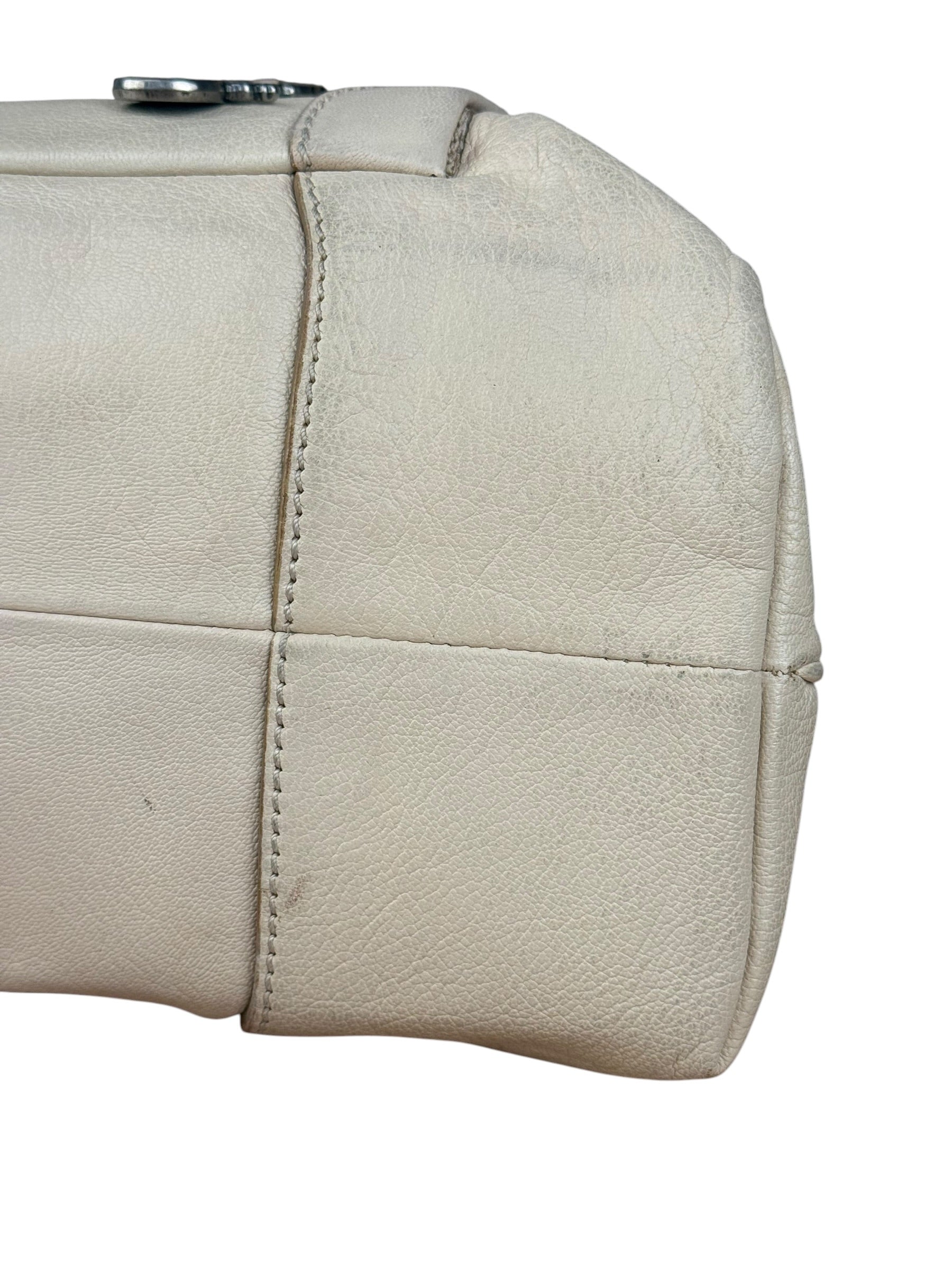Celine Vintage Ivory Leather Boogie Handbag