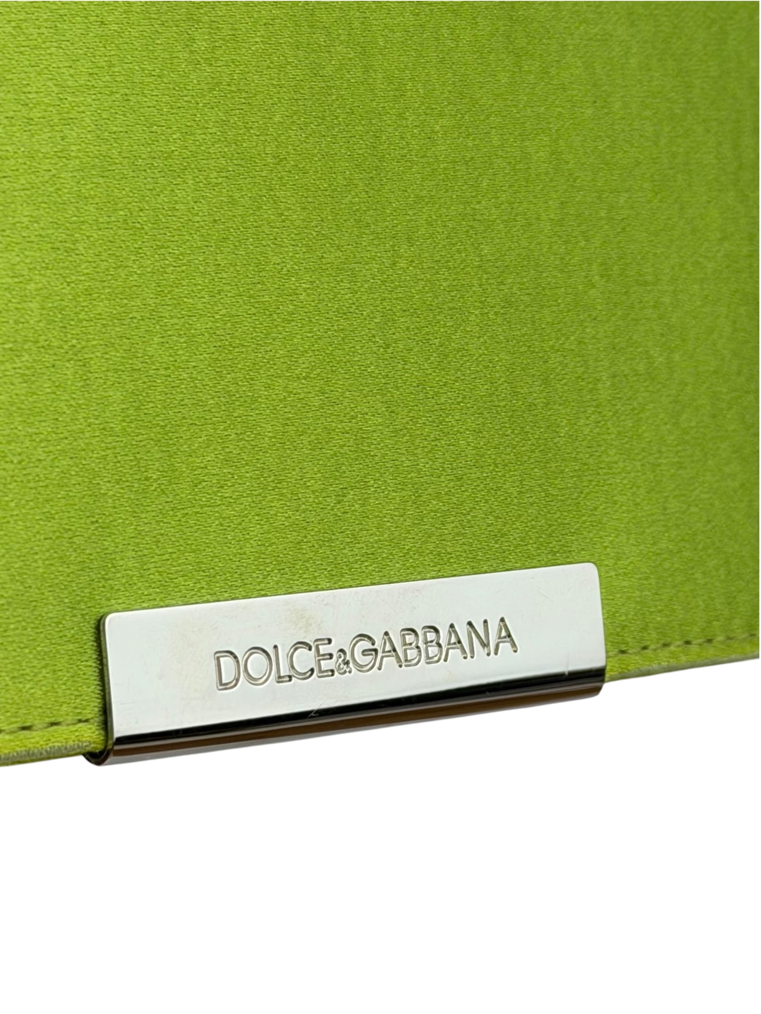 Dolce & Gabbana Lime Green Satin Clutch