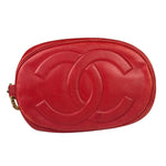 Chanel Vintage Beige/Red Leather Trim Drawstring Bucket Bag 1989