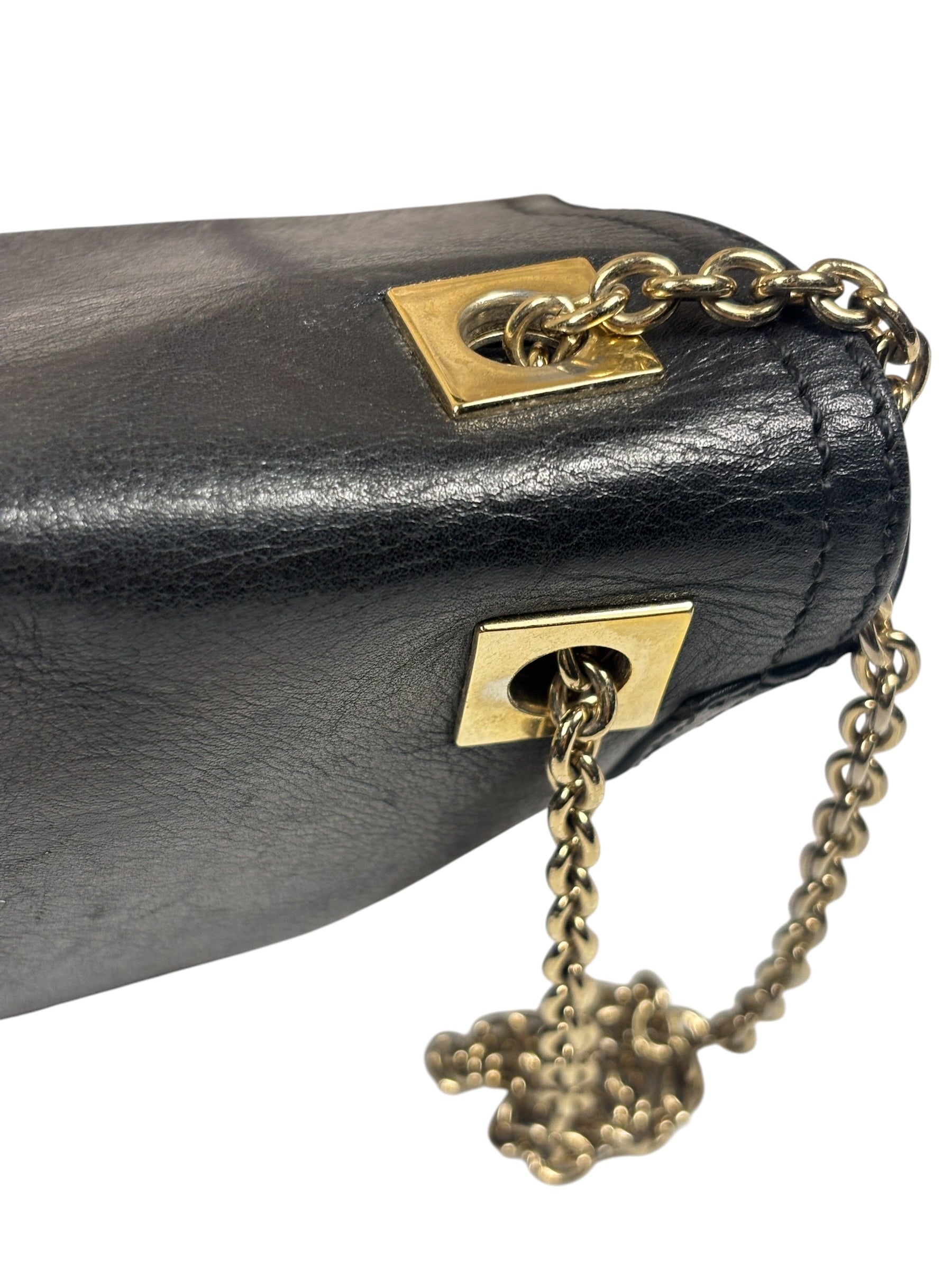 Fendi Black Leather Maxi Baguette