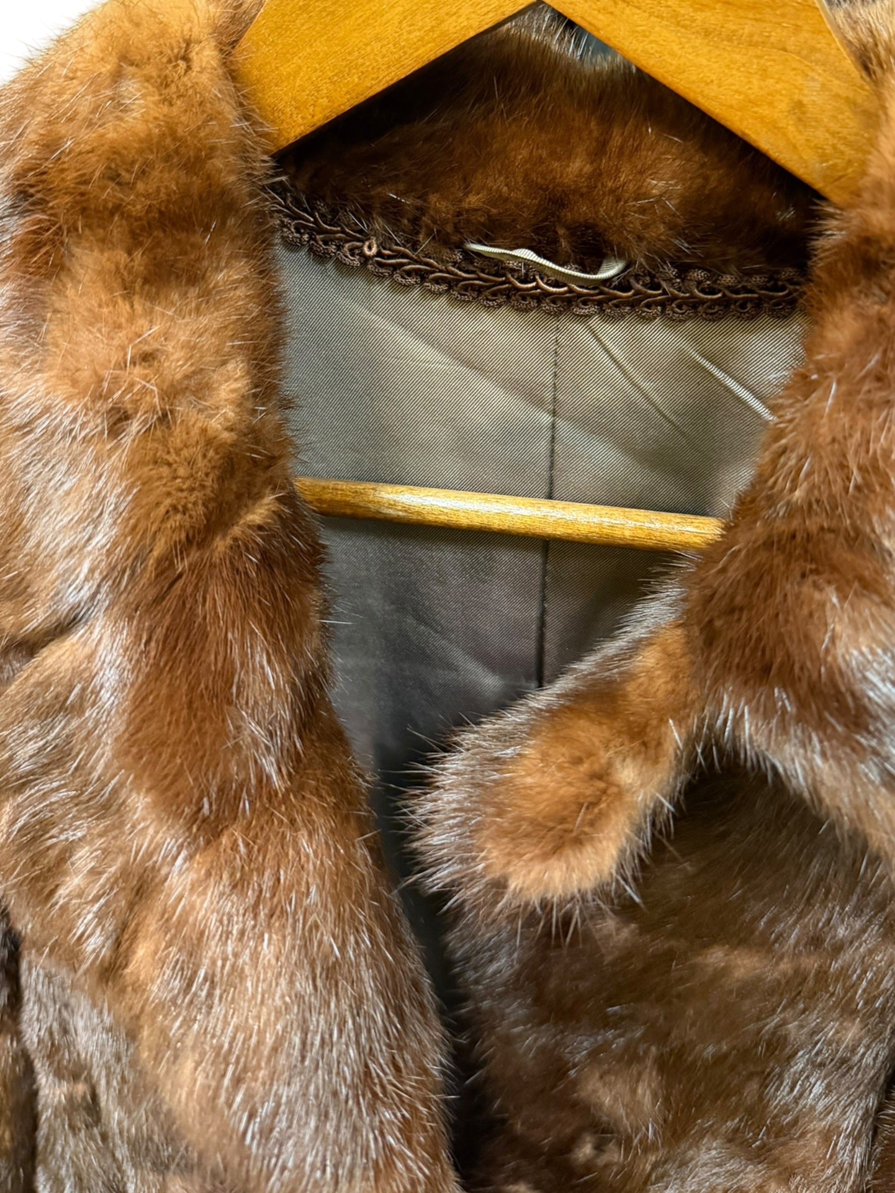 Vintage Chocolate Brown Mid Length Fur Coat