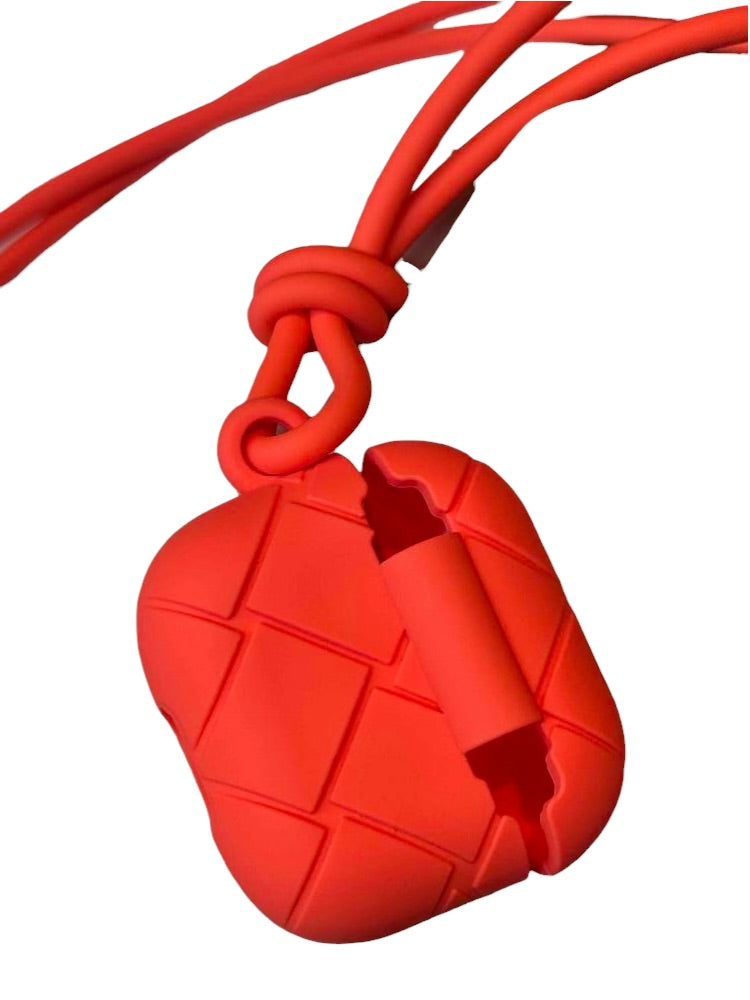 Bottega Rubberized Intrecciato AirPods Case Orange
