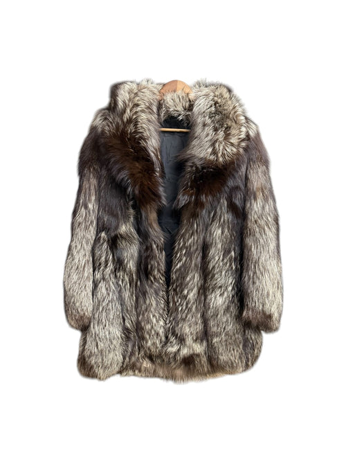 Vintage Saga Brown/White Ranched Fox Fur Coat
