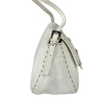 Fendi White Leather Selleria Baguette