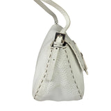 Fendi White Leather Selleria Baguette