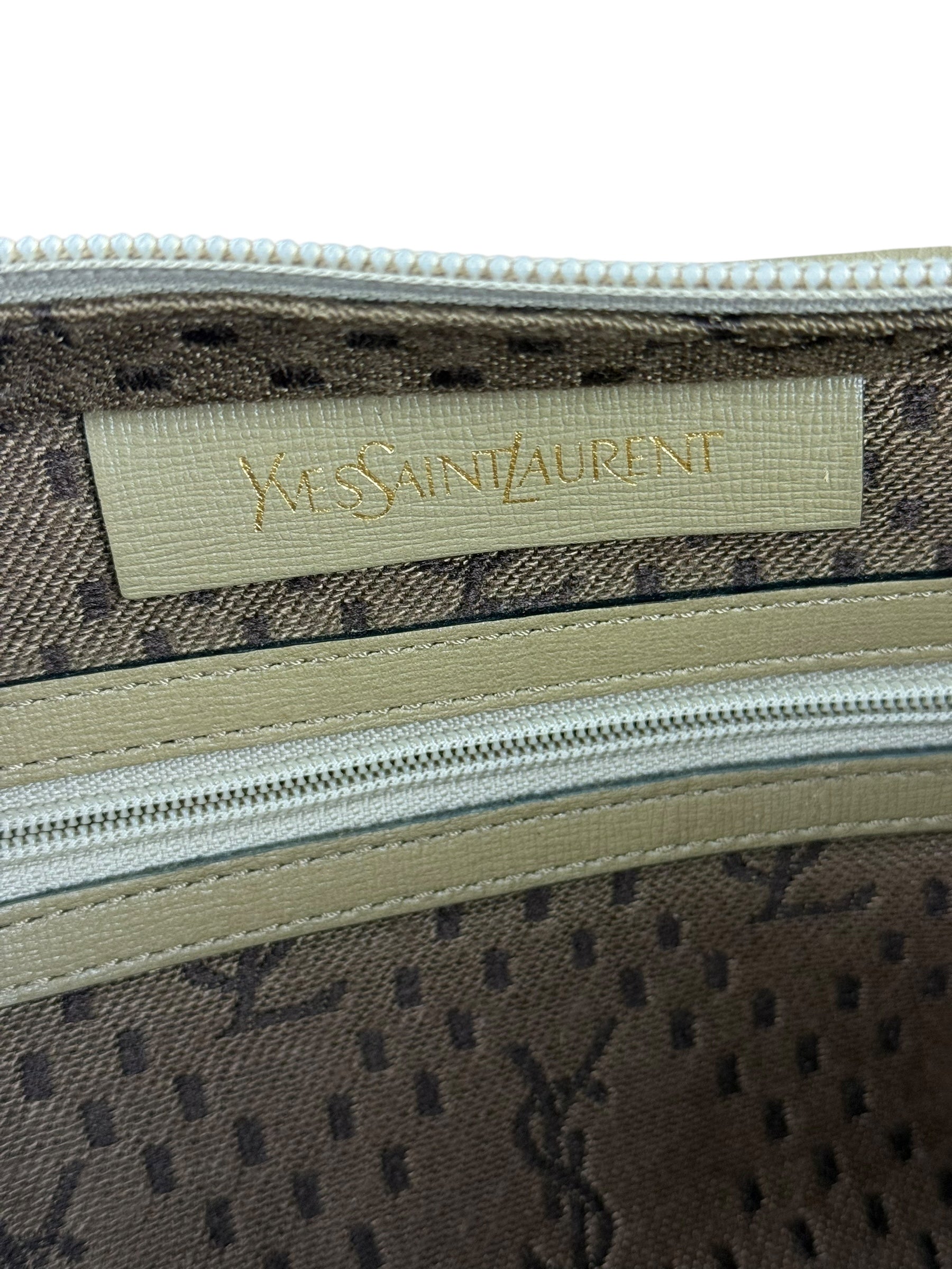 YSL Vintage Grey Leather Travel Pouch