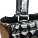 Chanel Vintage Black Patent Leather Chocolate Bar Tote Bag 2002