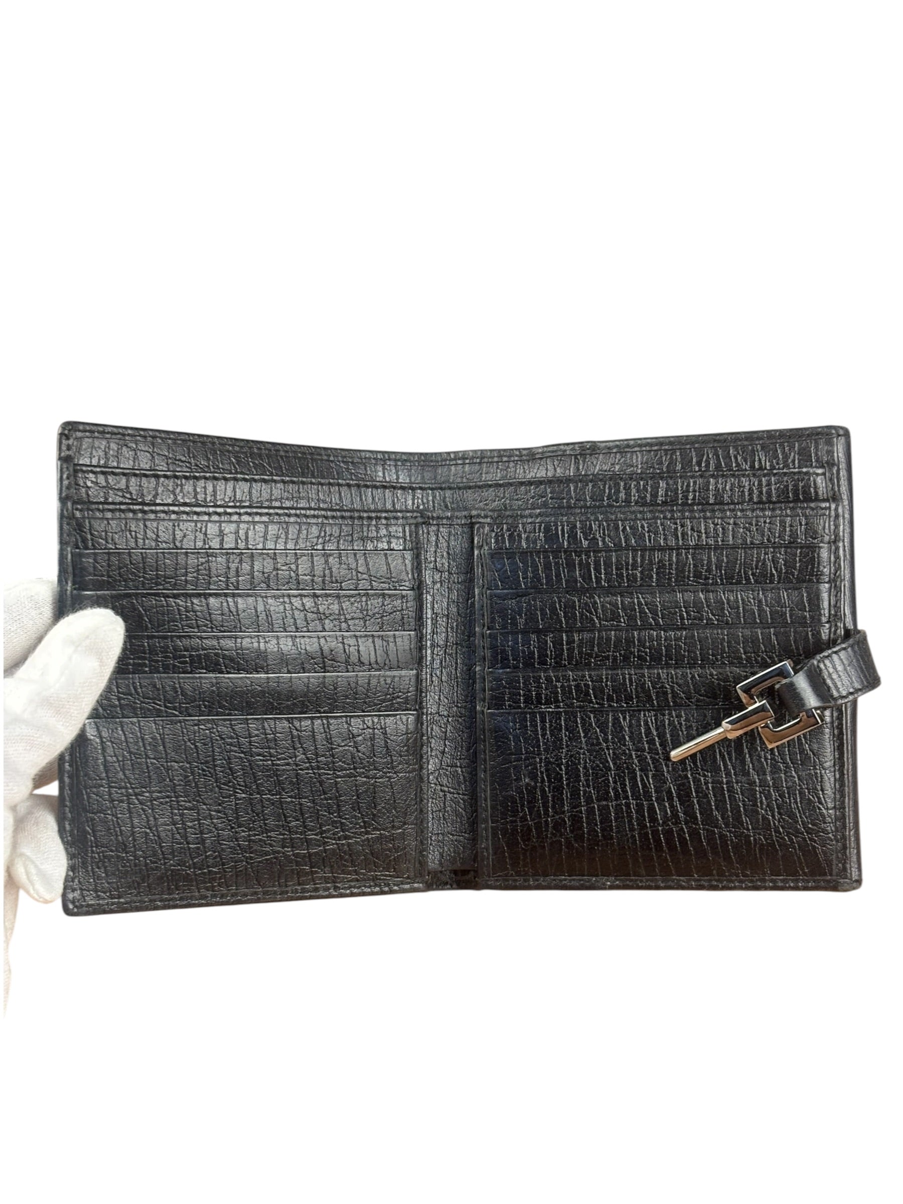 Gucci Vintage Black GG Jackie Buckle Compact Wallet