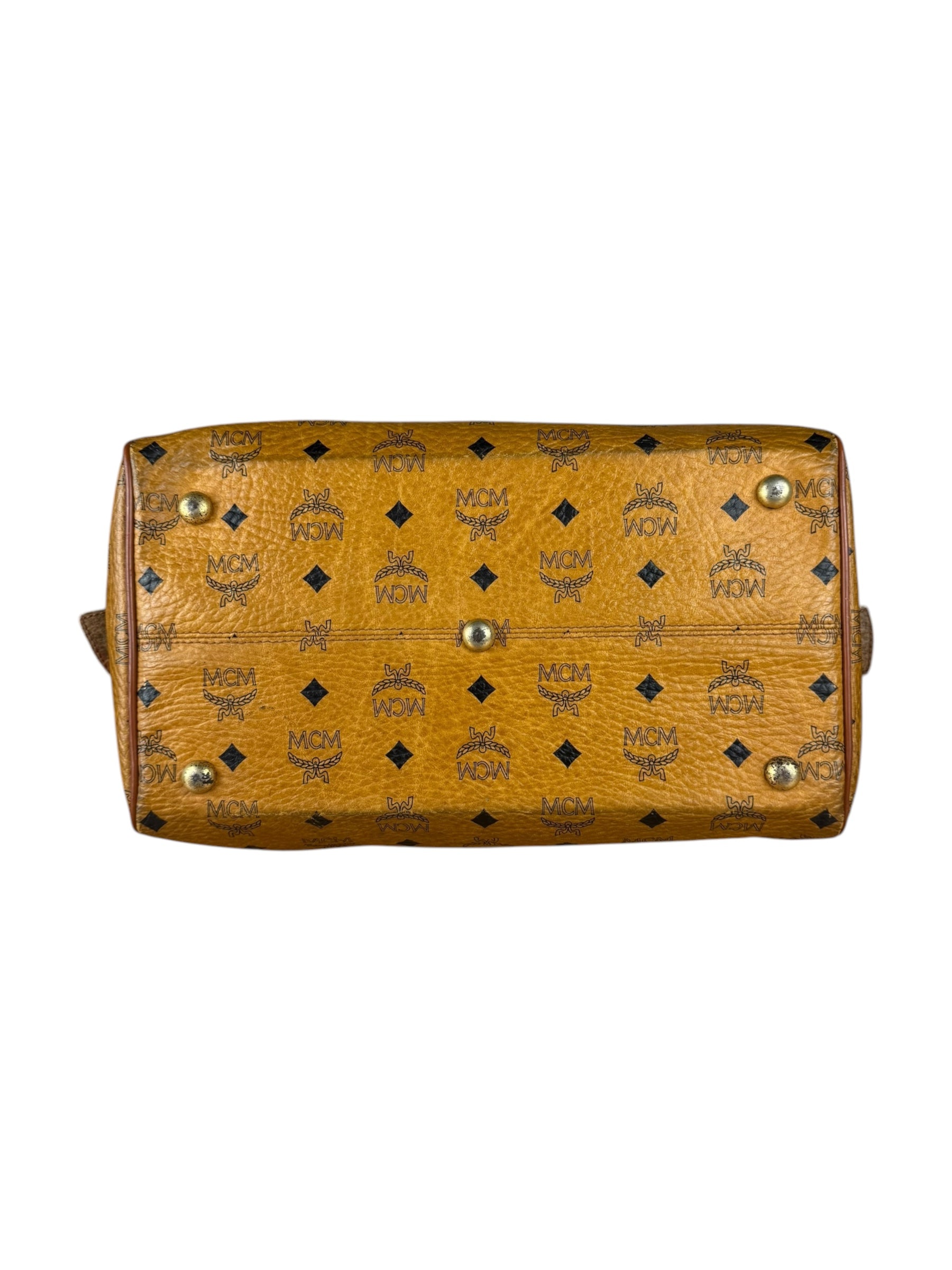 MCM Vintage Leather Logo Boston Handbag