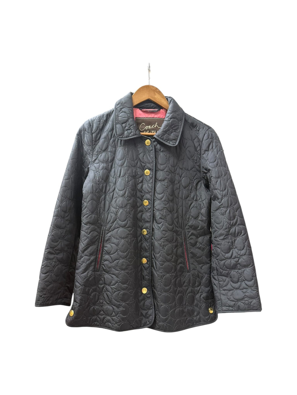 Coach Signature Anagram Quilted Coat Black