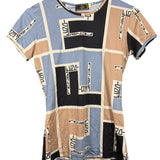 Fendi FF Logo Short Sleeve Top Blue
