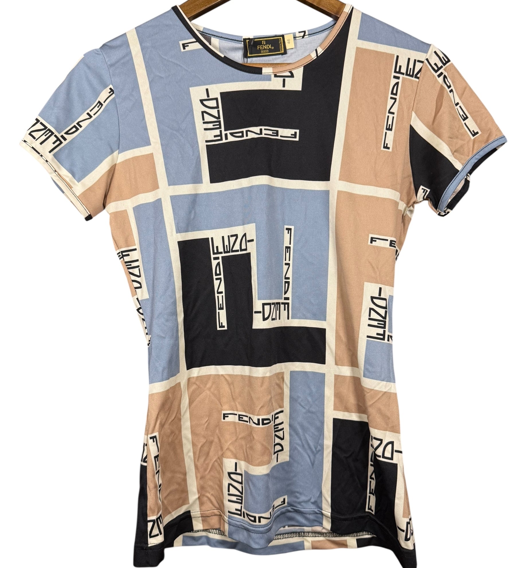 Fendi FF Logo Short Sleeve Top Blue