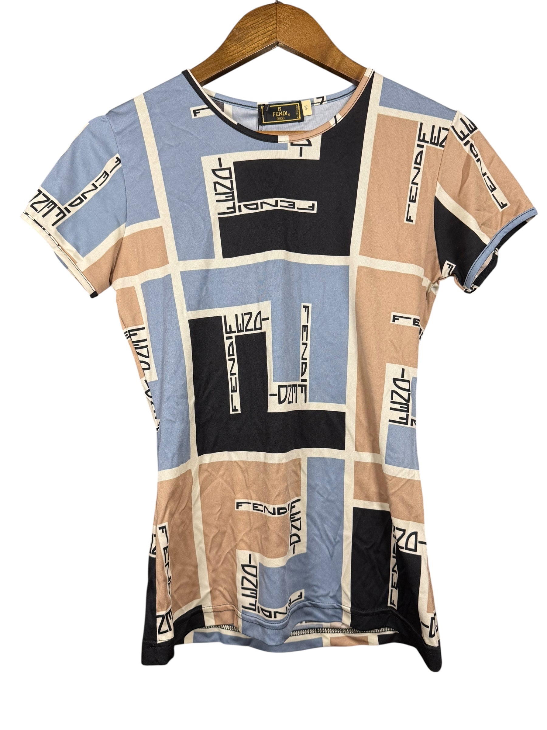 Fendi FF Logo Short Sleeve Top Blue