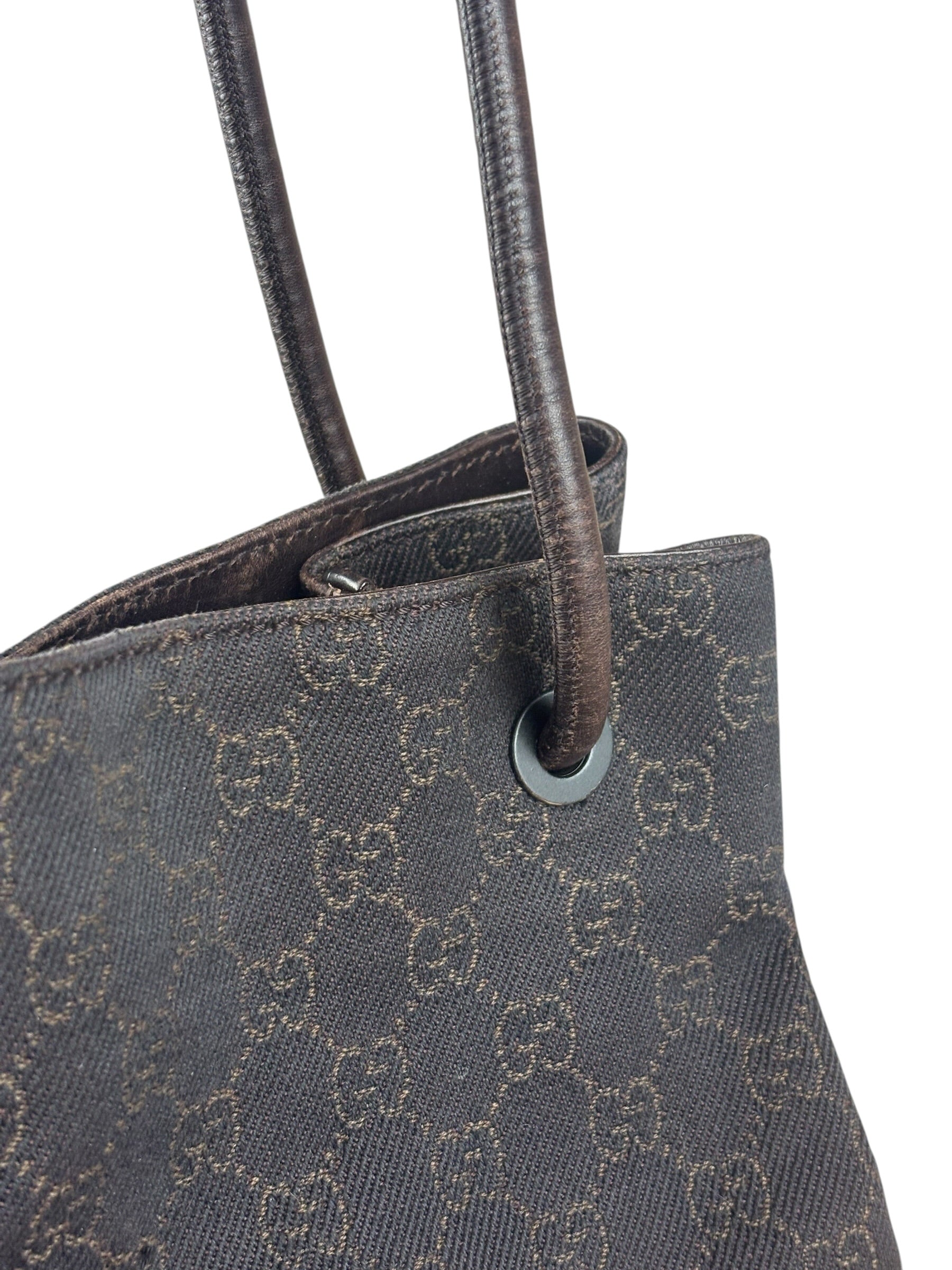 Gucci GG Denim leather Trim Gifford Tote Bag