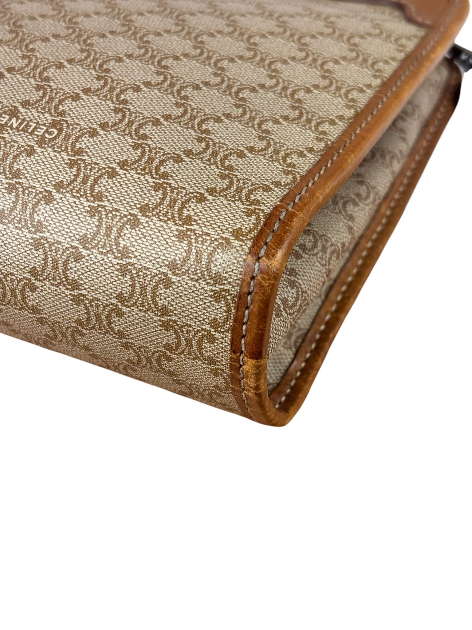 Celine Brown Leather Macadam Pouch