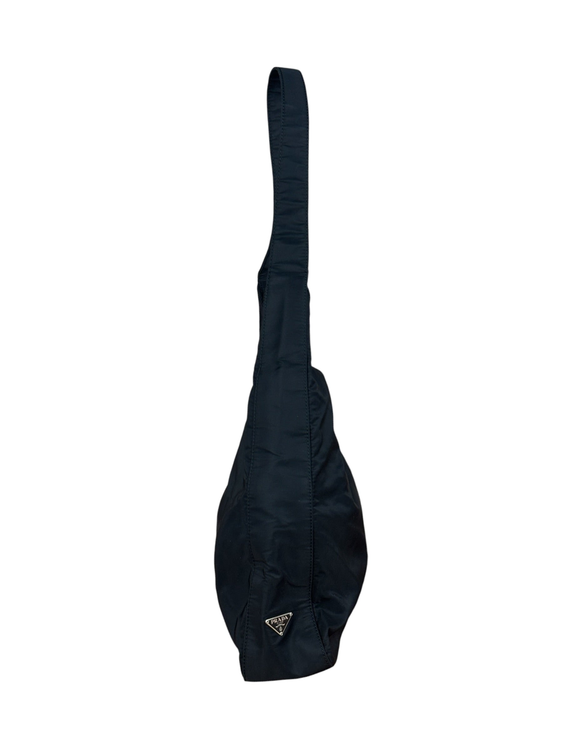 Prada Vintage Black Nylon Hobo Shoulder Bag