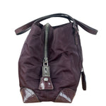 Prada Vintage Plum Nylon Leather Embossed Handbag