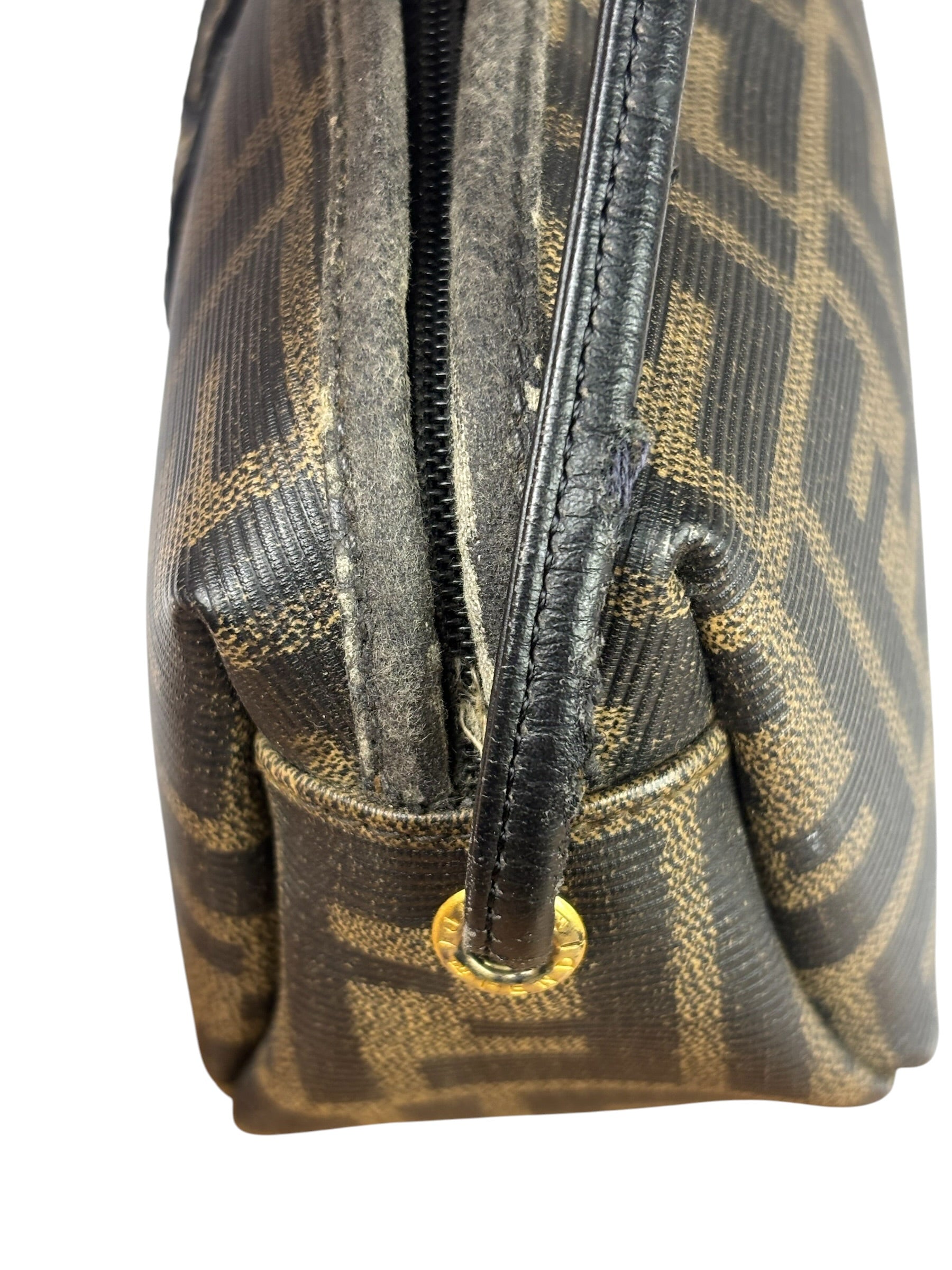 Fendi Black Leather Trim Zucca Small Camera Bag