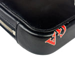 Balenciaga Black Leather Logo Print Phone/Card Holder