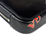 Balenciaga Black Leather Logo Print Phone/Card Holder