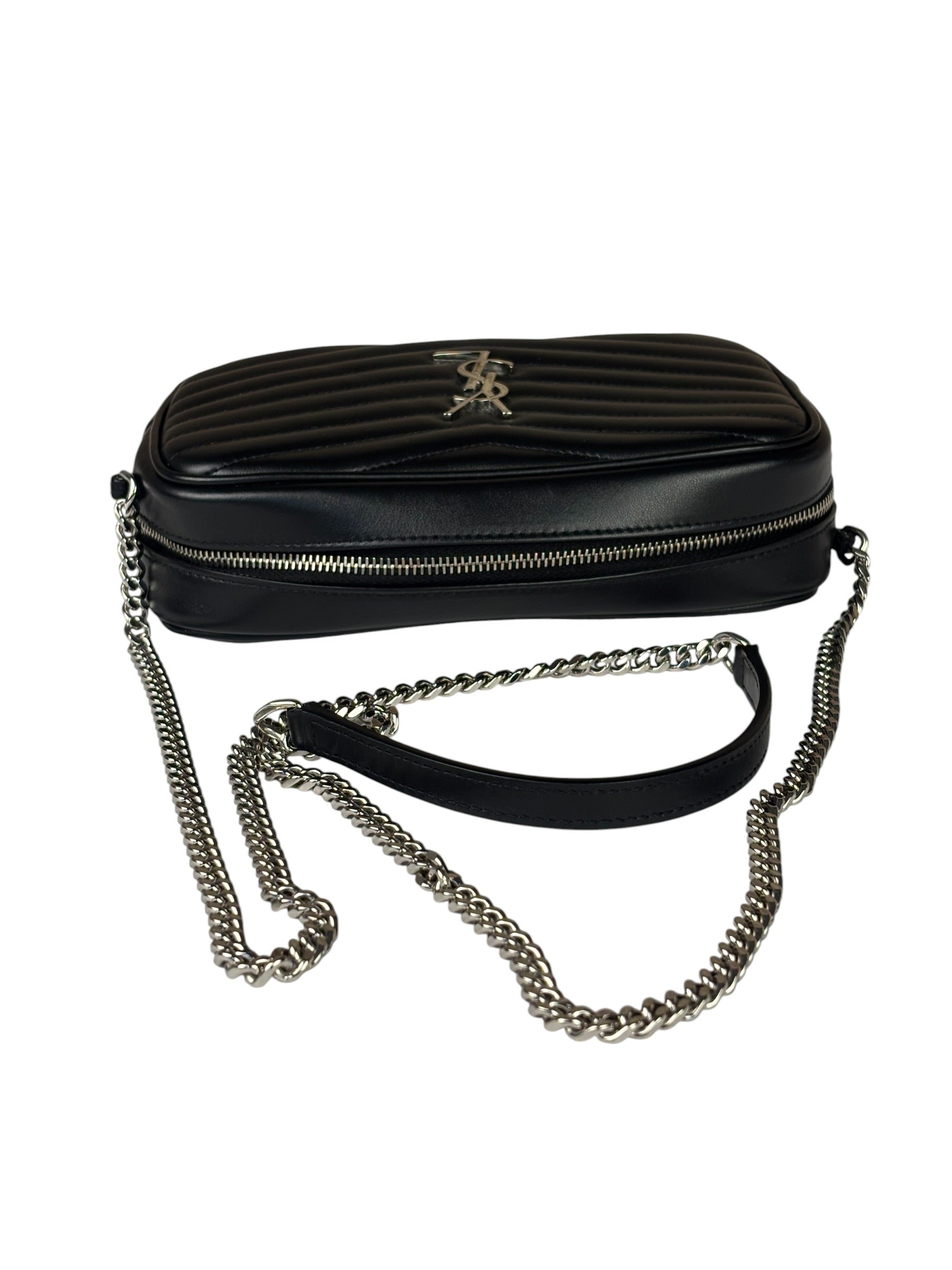 Yves Saint Laurent Black Leather Mini Lou Camera Bag
