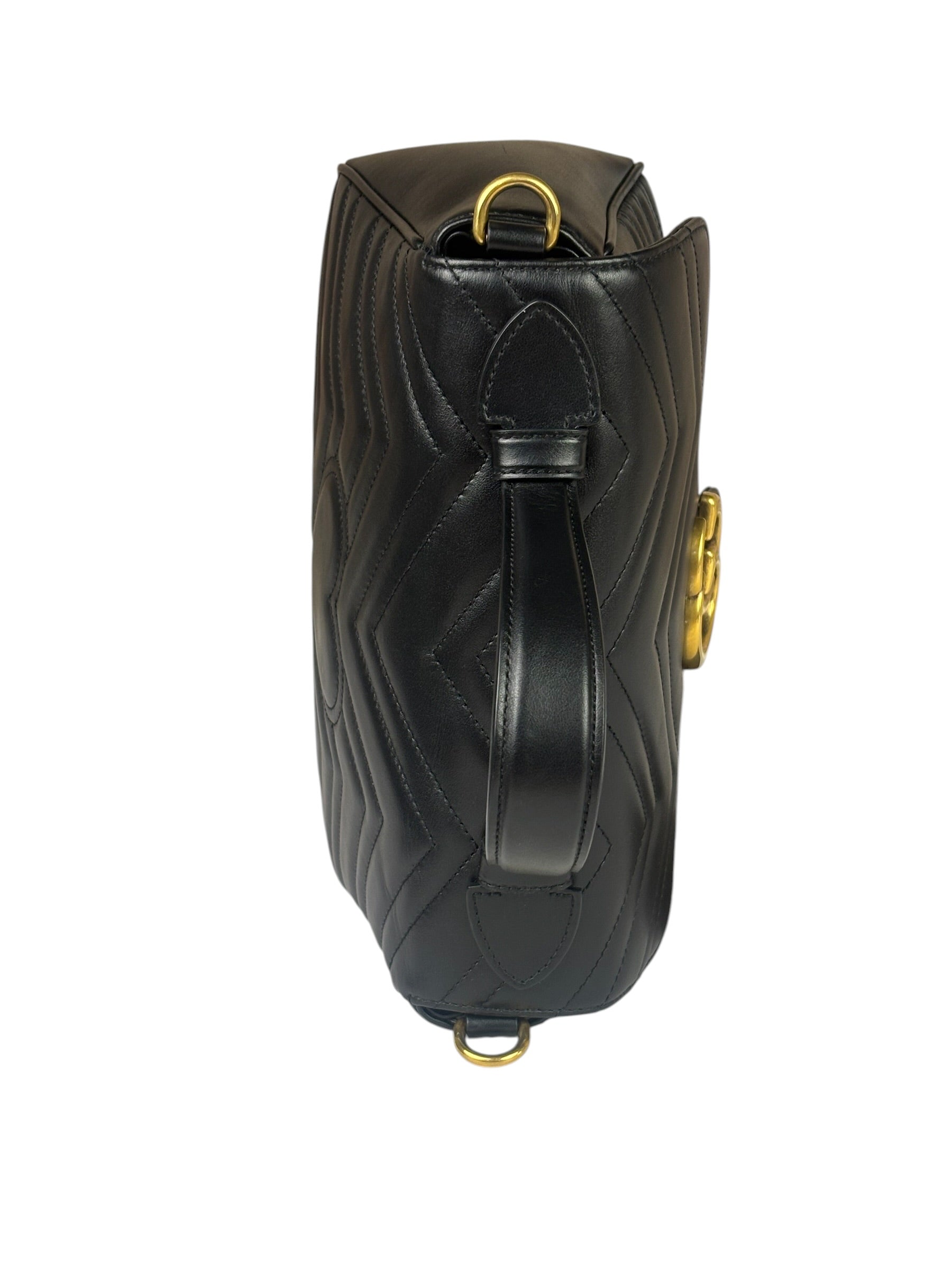 Gucci Black Leather Marmont Medium Shoulder Bag