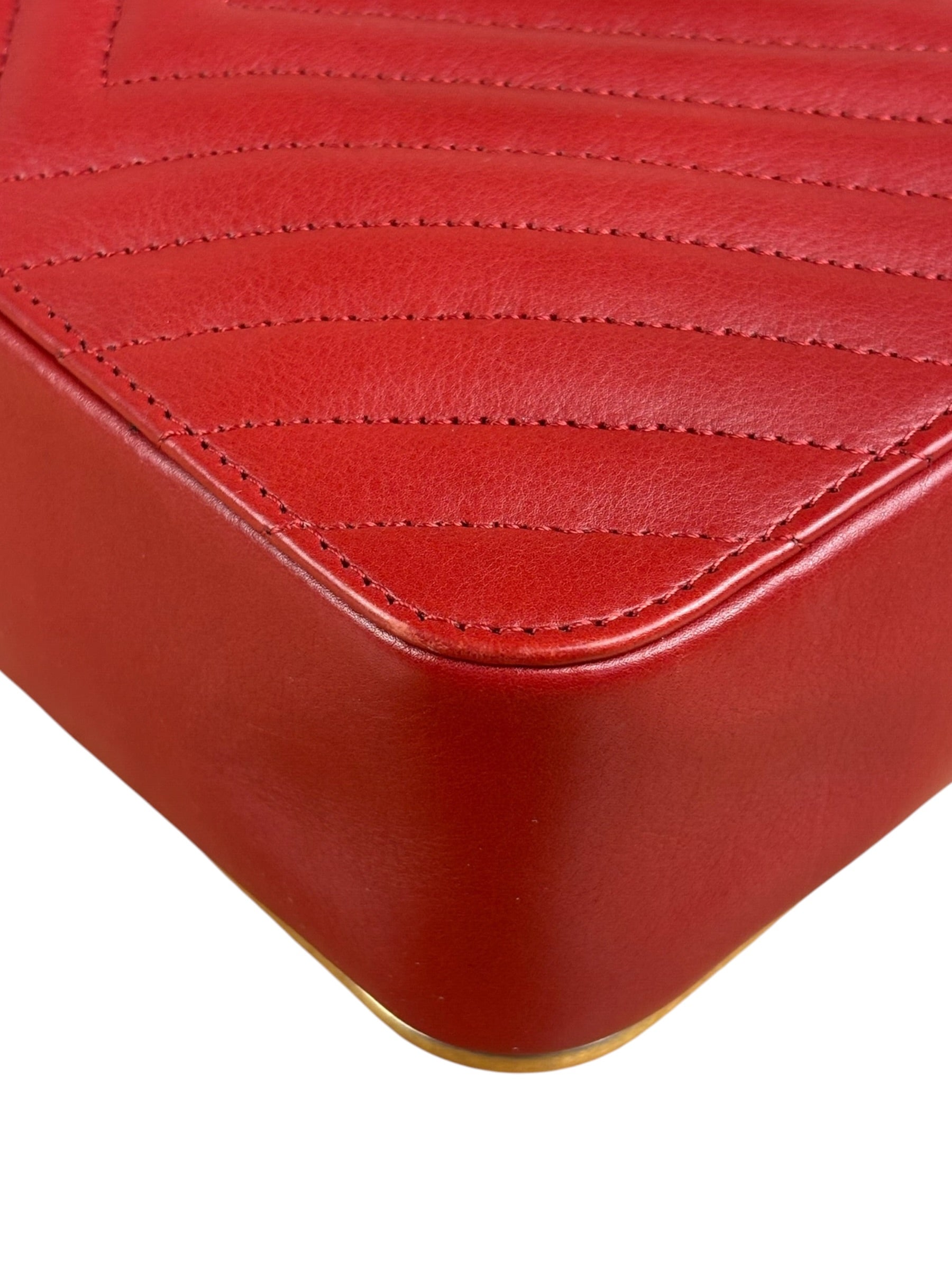 Chanel Red Quilted Leather Rock The Corner Minaudiere Shoulder Bag 2018