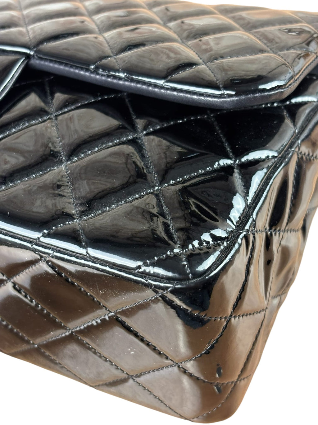 Chanel Black Patent Leather Jumbo Double Flap 2013