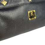 MCM Vintage Black Pebbled Leather Bowler Pochette
