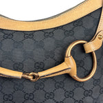 Gucci Vintage Black GG Horsebit Shoulder Bag
