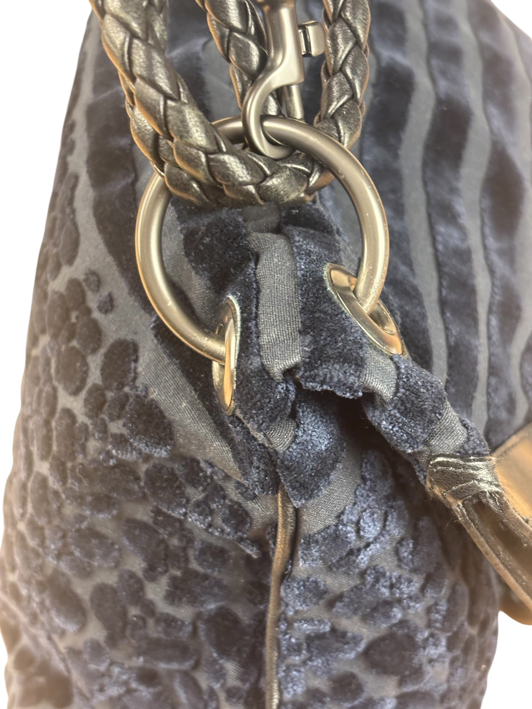Bottega Veneta Vintage Blue Leopard Chenille Shoulder/Hand Bag