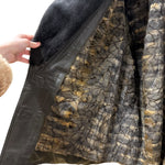 Vintage Grey Fur Lined Leather Blazer Coat