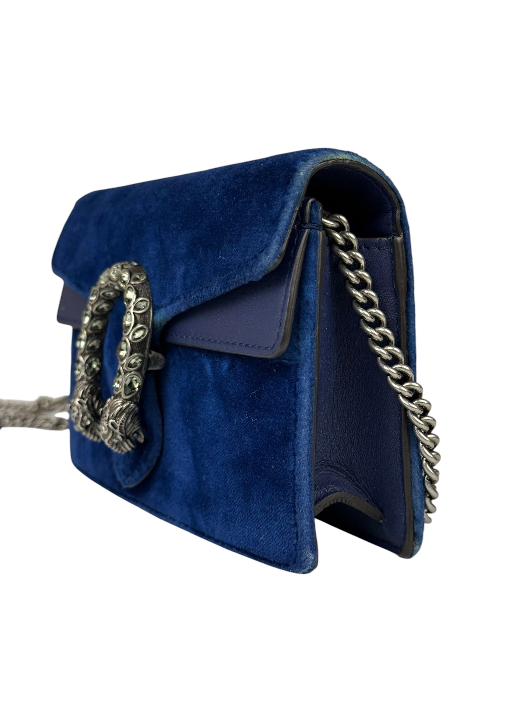 Gucci Blue Velvet Mini Dionysus Chain Bag