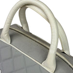 Chanel Grey Quilted Leather Trim Bowling Bag 2000