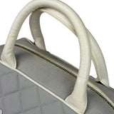 Chanel Grey Quilted Leather Trim Bowling Bag 2000