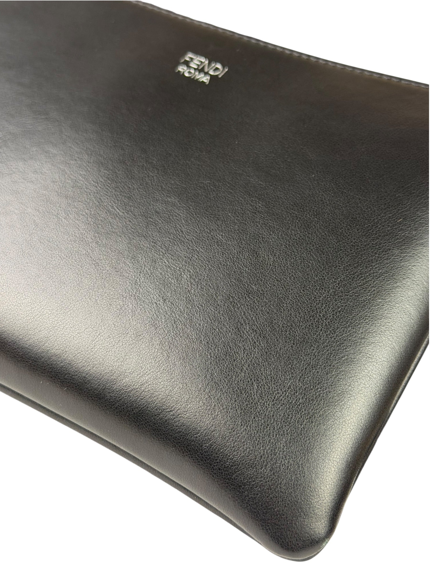 Fendi Roma Black Calf Leather Pochette Crossbody