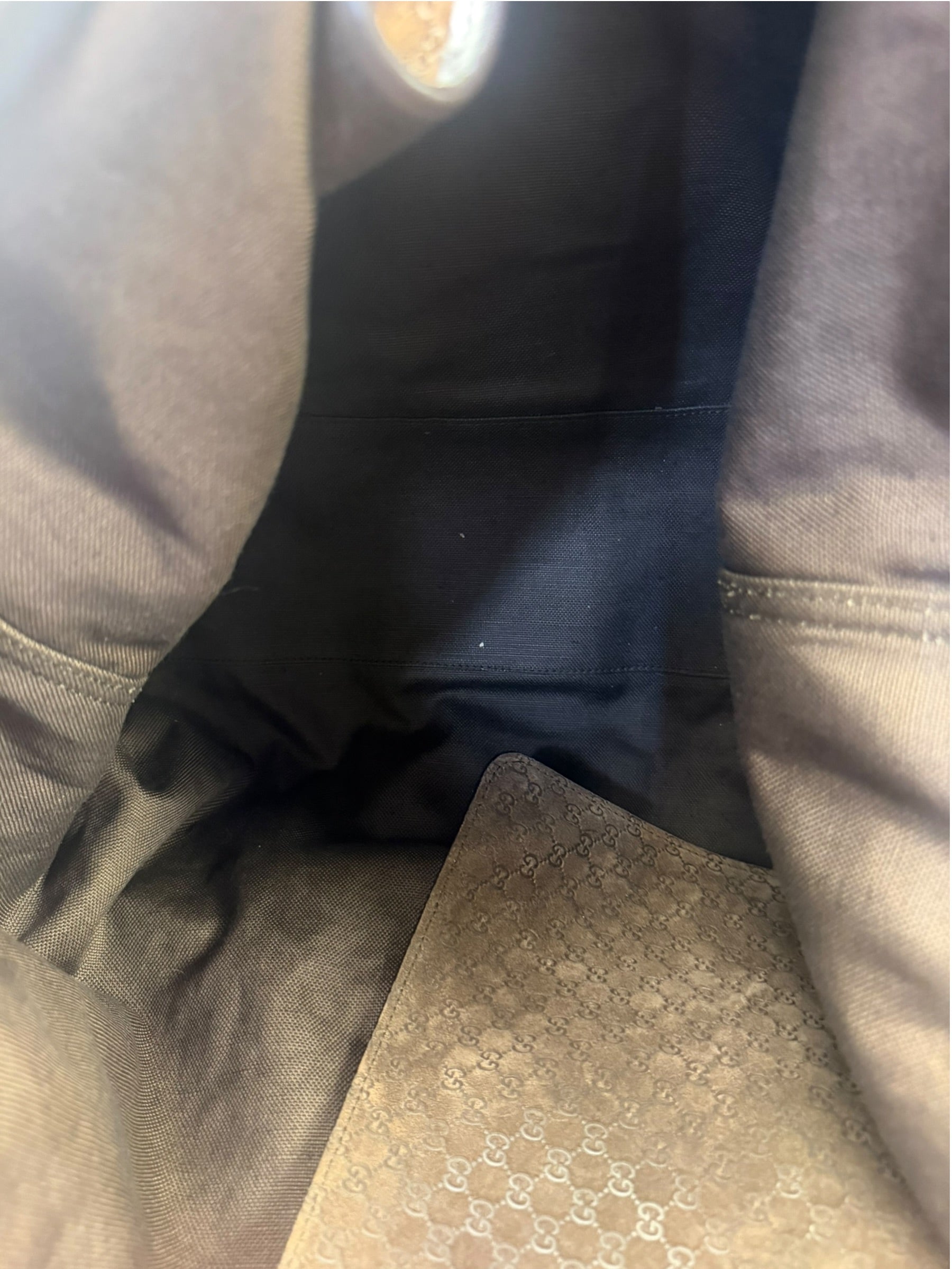 Gucci Brown Suede GG Supreme Giglio Large Tote
